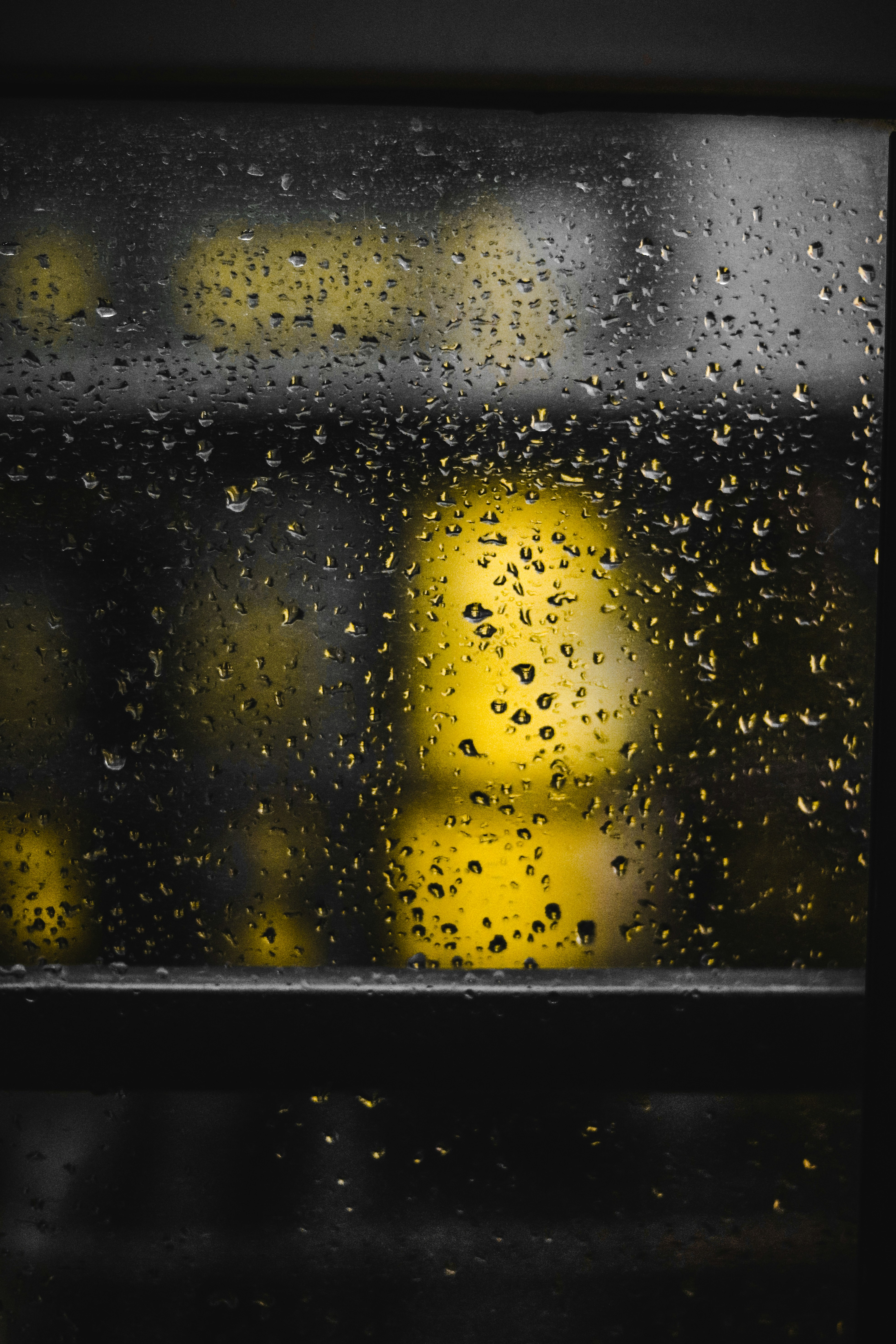 rain splattered glass window